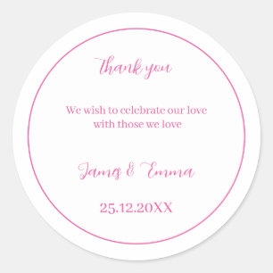 Pegatina Redonda Rosa simple Boda personalizado