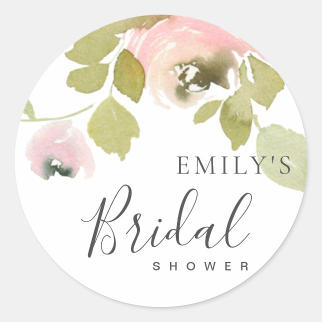 PEGATINA REDONDA ROSA SUAVE FLORAL DE ACRELADO PARA BABY SHOWER BRI (Anverso)