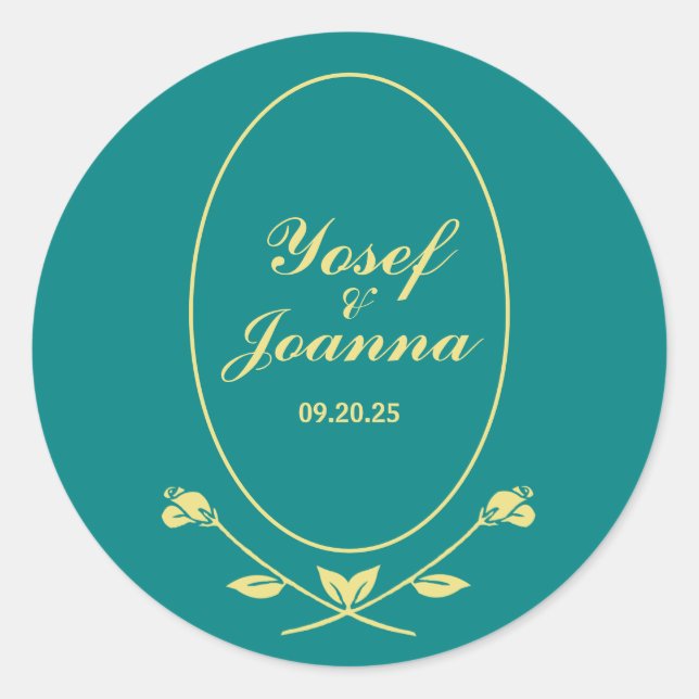 Pegatina Redonda Rosa verde azulado (Anverso)