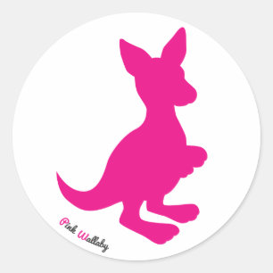 Pegatina redonda rosa Wallaby