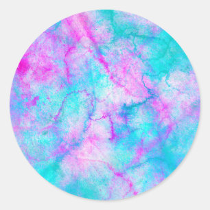 Pegatina Redonda Rosa y azul de algodón de azúcar con lavado de acu