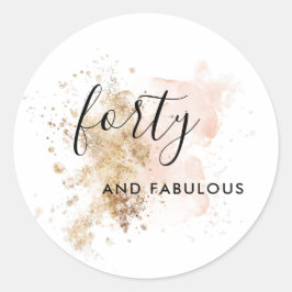 Pegatina Redonda Rosa Y Oro 40 Años