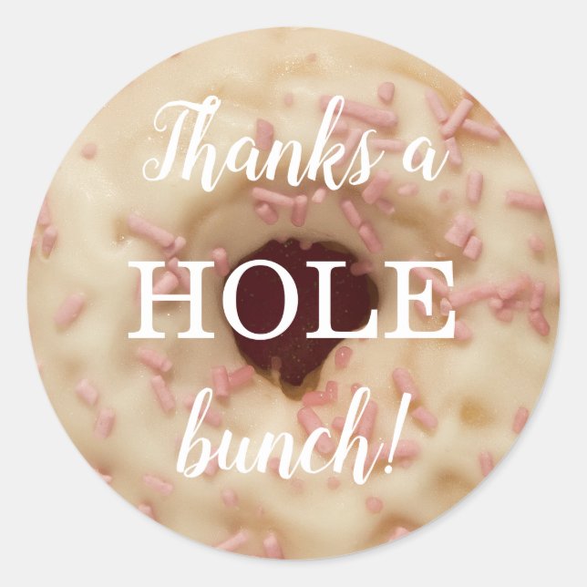 Pegatina Redonda Rosado Ruples Donut | Gracias (Anverso)