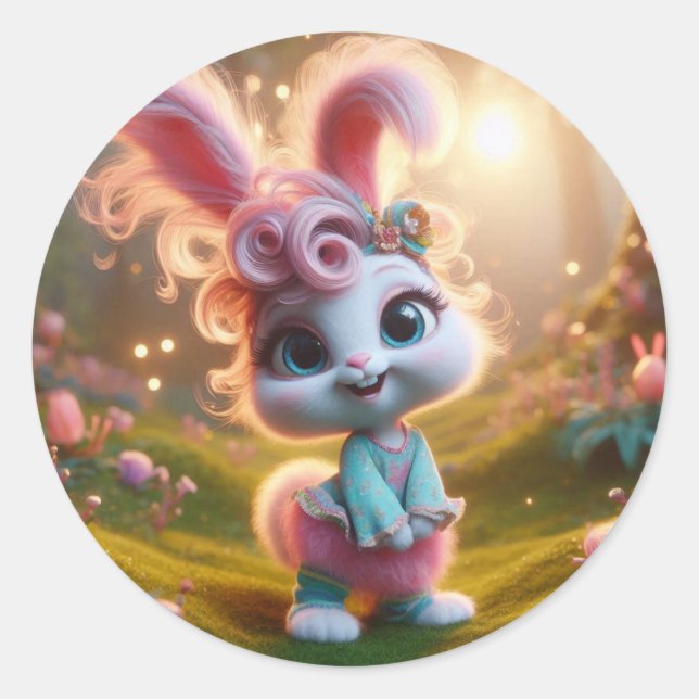 Pegatina Redonda Rosado y brillante (Anverso)