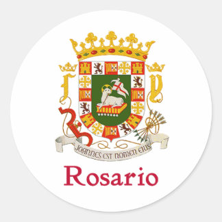 Pegatina Redonda Rosario Puerto Rico Shield