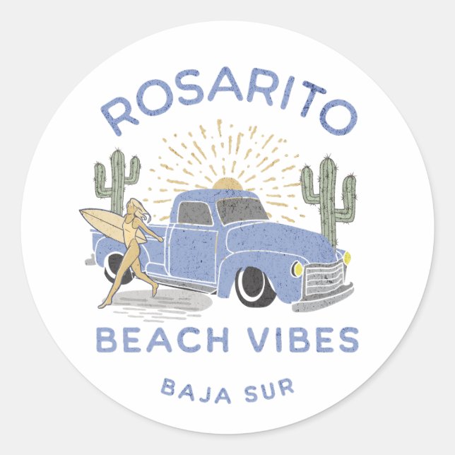 Pegatina Redonda Rosarito México Beach Vibes (Anverso)