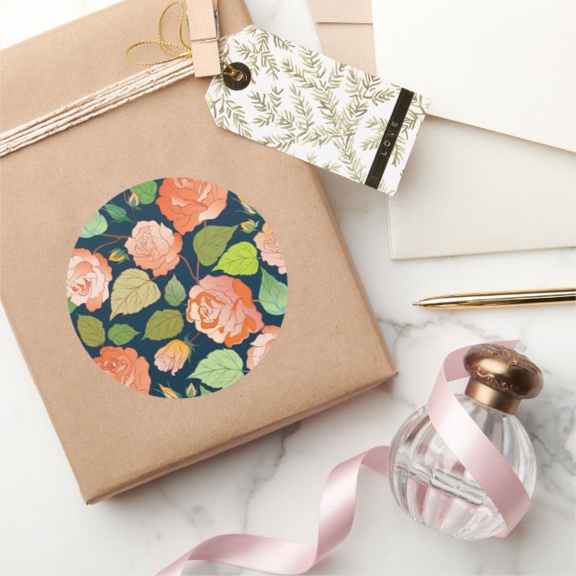 Pegatina Redonda Rosas 15 (Regalar)