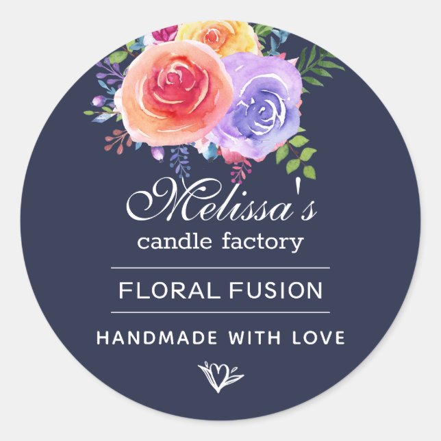 Pegatina Redonda Rosas acuáticos Floral Bouquet Candal Soap (Anverso)