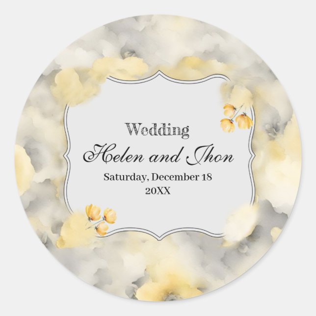 Pegatina Redonda Rosas amarillas (Anverso)