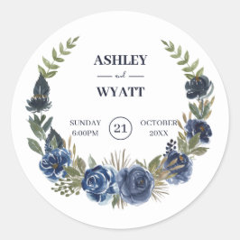 Pegatina Redonda Rosas azules