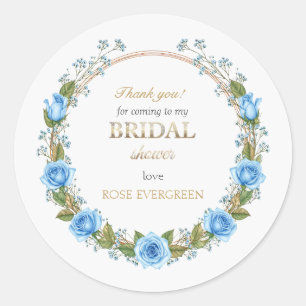 Pegatina Redonda Rosas azules polvorientas elegantes Baby's Breathe