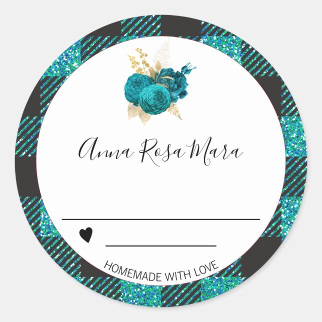 Pegatina Redonda ** Rosas caseros de Buffalo Gingham Canning AP30 d (Anverso)