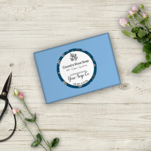 Pegatina Redonda Rosas con la mano azul y deja jabón artesanal