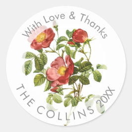 Pegatina Redonda Rosas de arte botánico de PixDezines Gracias