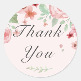 Pegatina Redonda Rosas de col acuarela