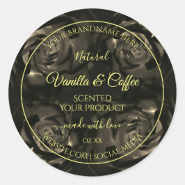 Pegatina Redonda Rosas de color marrón oscuro con flores Etiquetas 