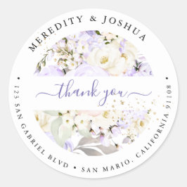 Pegatina Redonda Rosas de Crema de Hidrangea Púrpura de PixDezines 
