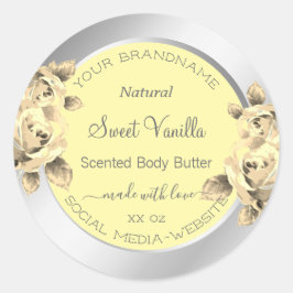 Pegatina Redonda Rosas de crema Etiquetas de envasado de productos 