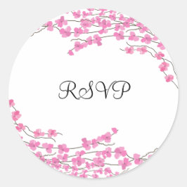 Pegatina Redonda Rosas de Flor de Cerezo RSVP