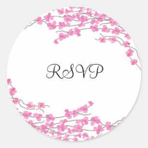 Pegatina Redonda Rosas de Flor de Cerezo RSVP