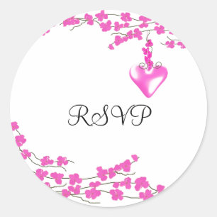 Pegatina Redonda Rosas de Flor de Cerezo RSVP