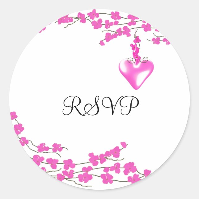 Pegatina Redonda Rosas de Flor de Cerezo RSVP (Anverso)