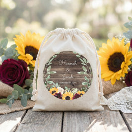 Pegatina Redonda Rosas de Girasol Rústico para Recuerdos de Boda de