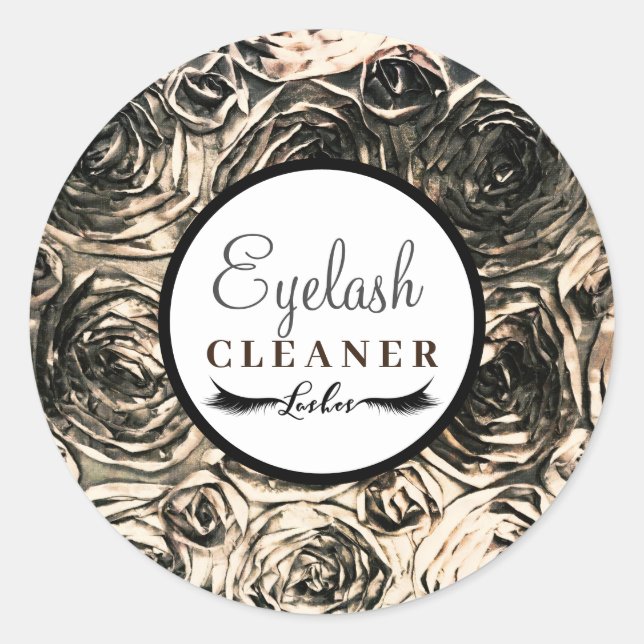 Pegatina Redonda Rosas de glamour de oro Beauty Makeup Lash Cleaner (Anverso)