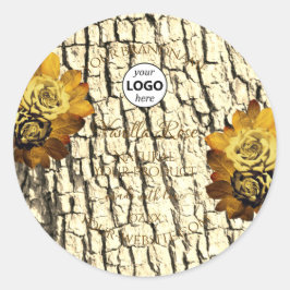 Pegatina Redonda Rosas de grano de madera marrón claro Logo de etiq