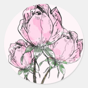 Pegatina Redonda Rosas de Hand Drake