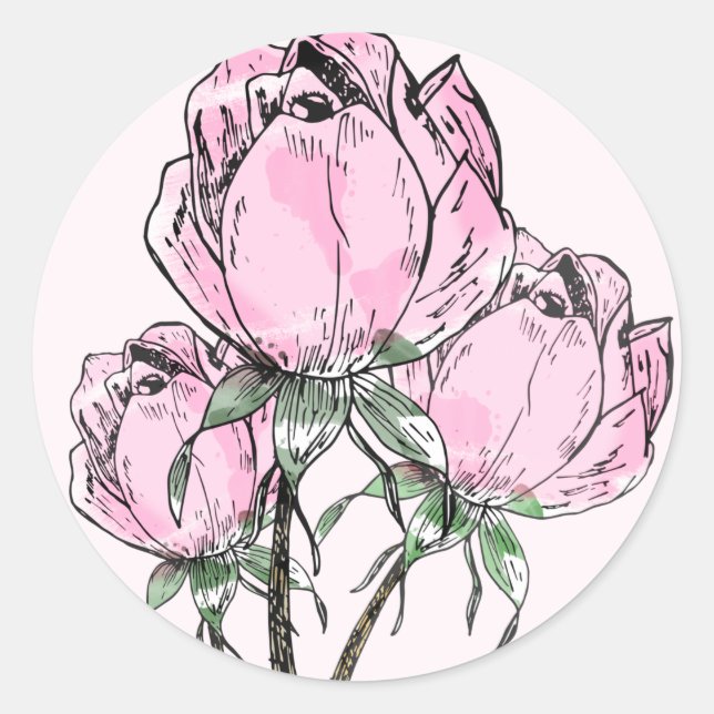 Pegatina Redonda Rosas de Hand Drake (Anverso)