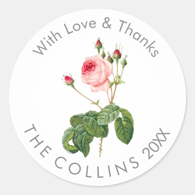 Pegatina Redonda Rosas de la época de PixDezines Gracias Pegatinas (Anverso)