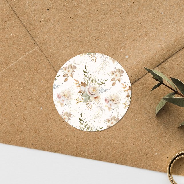 Pegatina Redonda Rosas de otoño rústicos acuarela Botánica (Subido por el creador)