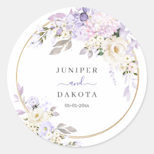 Pegatina Redonda Rosas de PixDezines H2 Purple Hydrangeas