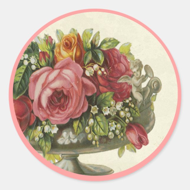 Pegatina Redonda Rosas de Versailles (Anverso)