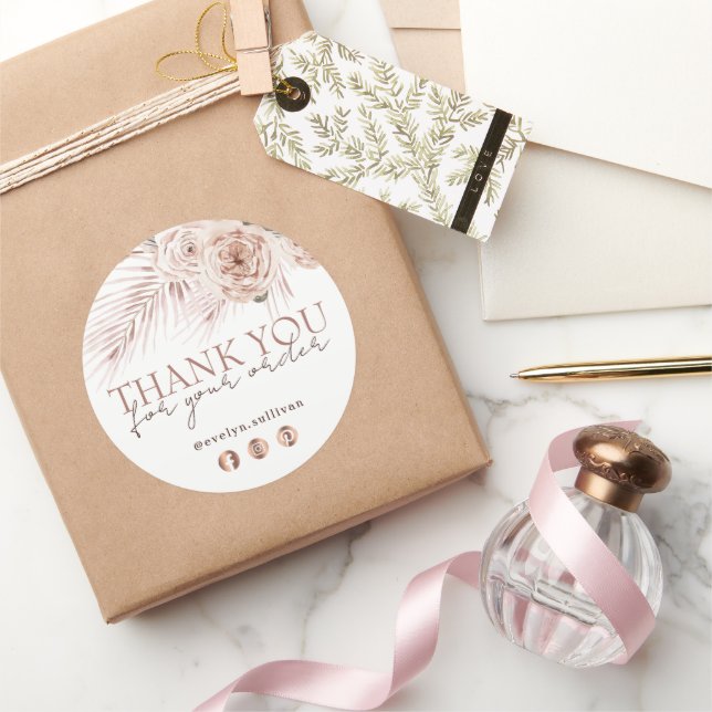 Pegatina Redonda Rosas del Boho (Regalar)