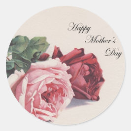 Pegatina Redonda Rosas del Día de la Madre