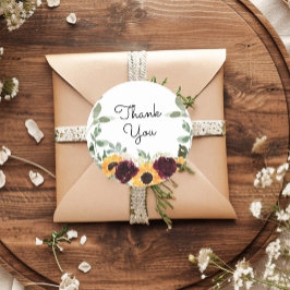 Pegatina Redonda Rosas del girasol verde gracias