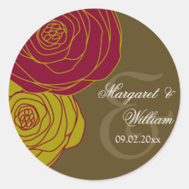 Pegatina Redonda Rosas elegantes