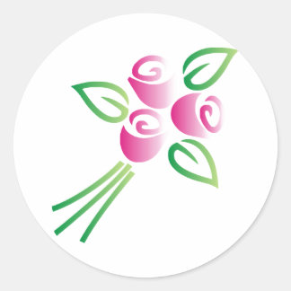 Pegatina Redonda Rosas en blanco