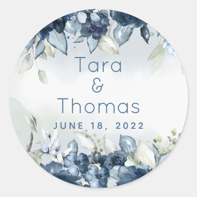 Pegatina Redonda Rosas en cascada de la marina Peonies Greenery Bod (Anverso)