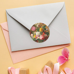 Pegatina Redonda Rosas en una bolsa de Aghate Pilon, arte floral