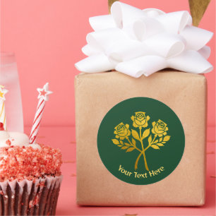Pegatina Redonda Rosas Florales Doradas Falsas Personalizadas