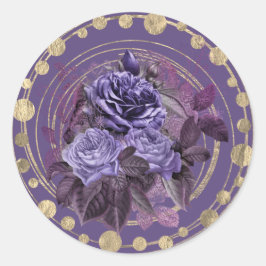 Pegatina Redonda Rosas góticos morados de Halloween