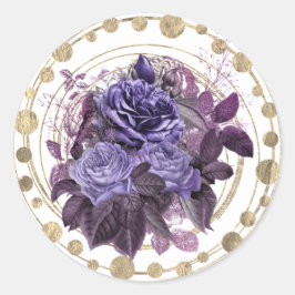 Pegatina Redonda Rosas góticos morados de Halloween