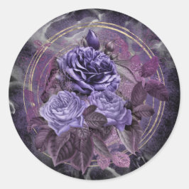 Pegatina Redonda Rosas góticos morados de Halloween