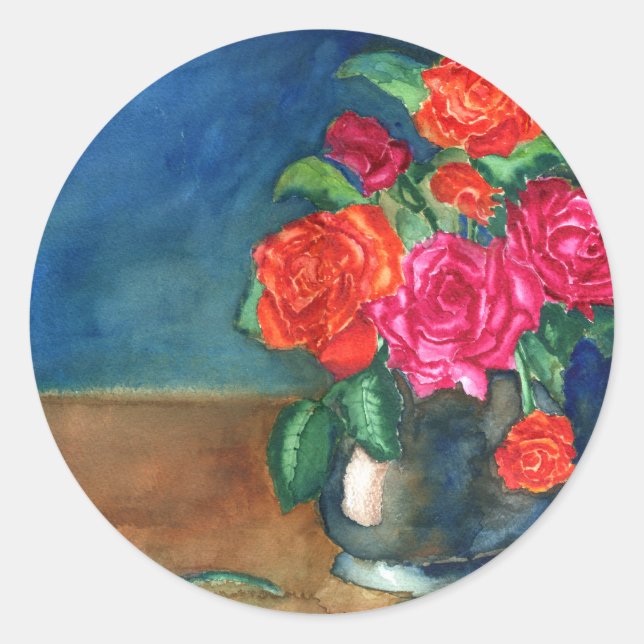 Pegatina Redonda Rosas para mi amor (Anverso)