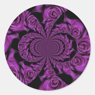 Pegatina Redonda Rosas Purple Passion: Romance Real