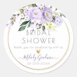 Pegatina Redonda Rosas púrpura de color de agua de PixDezines