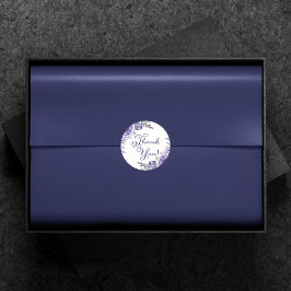 Pegatina Redonda Rosas Purpúreas | Elegante Agradecimiento Floral A